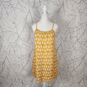 Lungo L'arno Yellow Floral Print 100% Linen Strappy Shift Dress